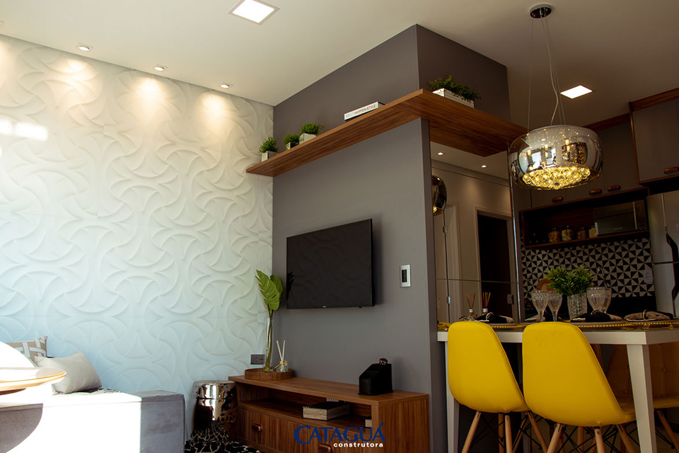 ideias de decoração com painel ripado para sala