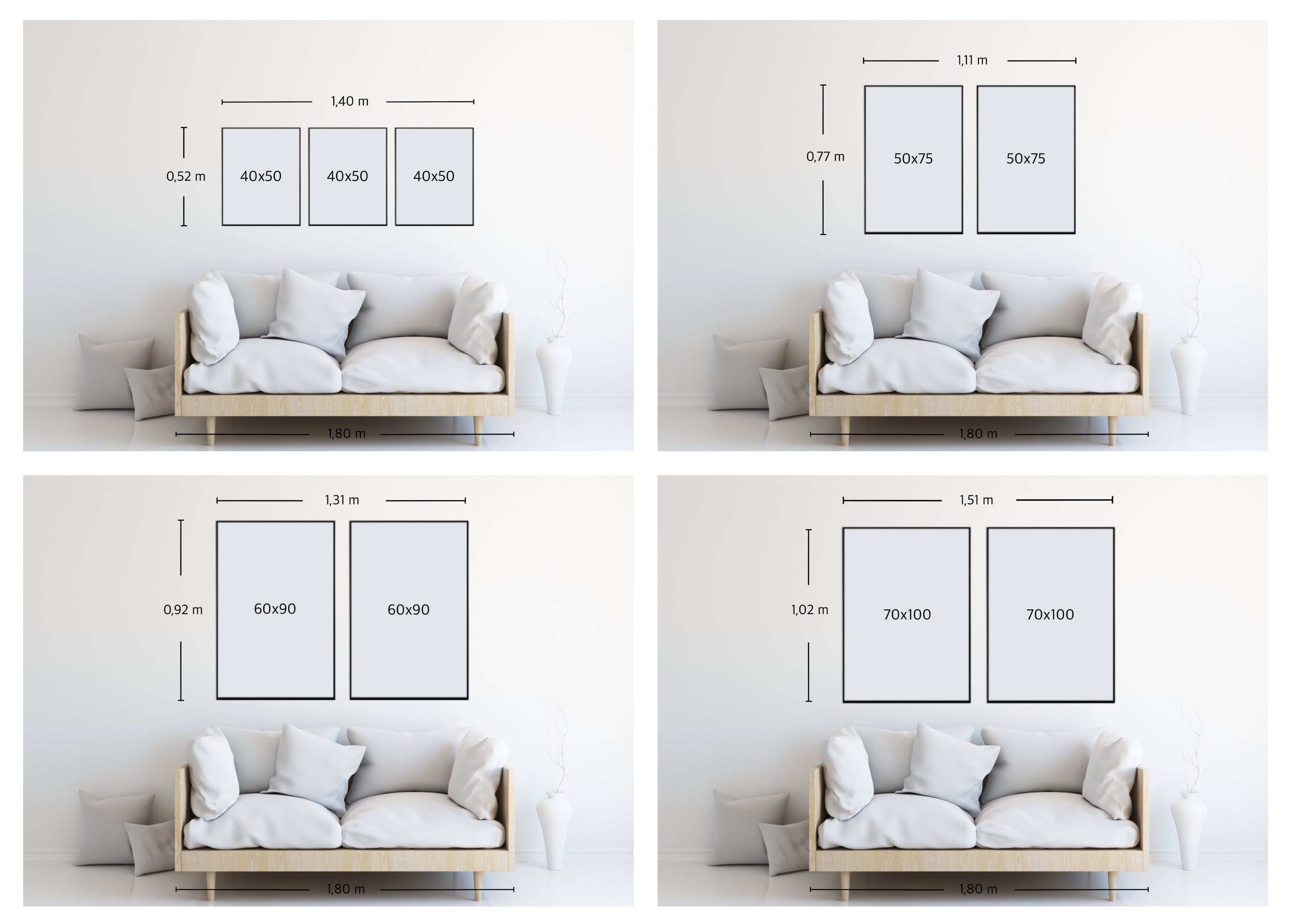 medida ideal para quadros na parede