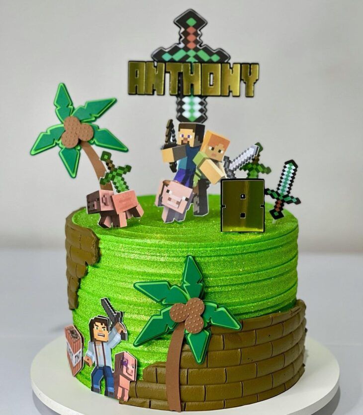 ideias criativas decoração aniversario minecraft simples