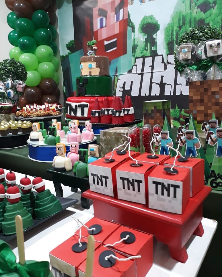 decoração minecraft aluguel ou comprar itens festa