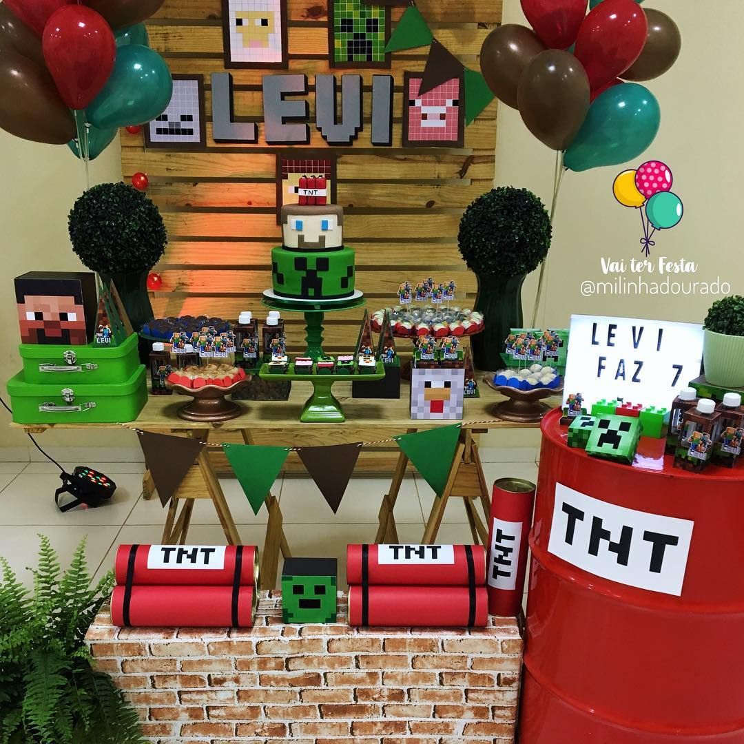 evitar erros decoração festa minecraft barata