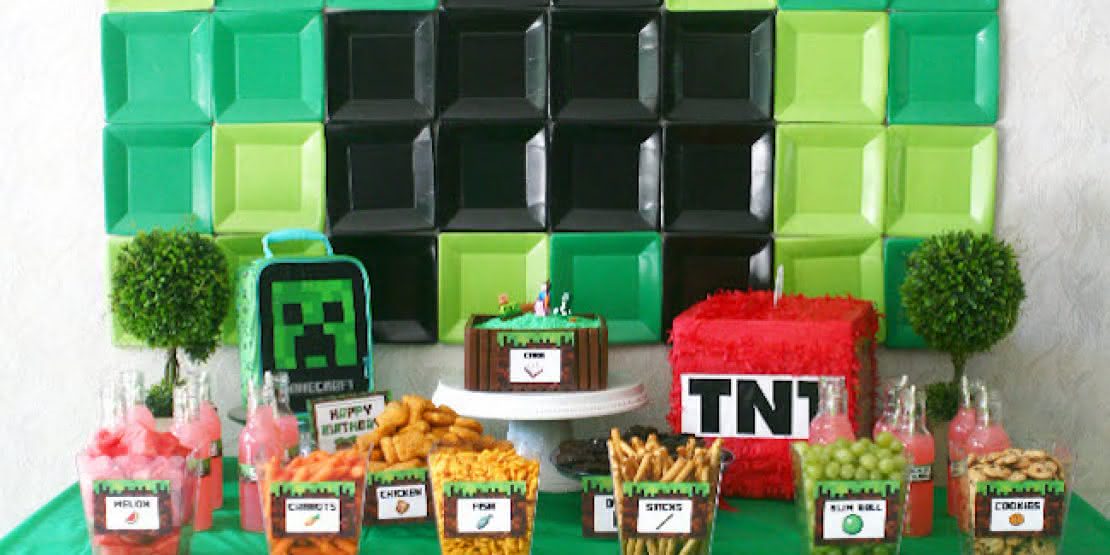 aniversario minecraft decoração