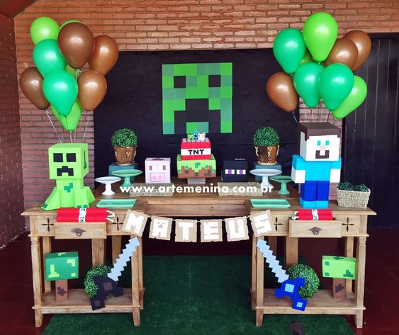 evitar erros decoração festa minecraft barata