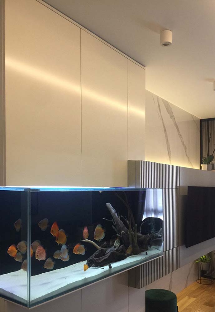 manutenção de aquário na sala de estar