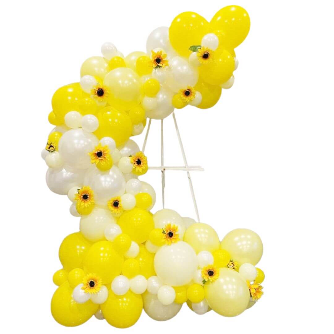arco decoração de girassol com balão