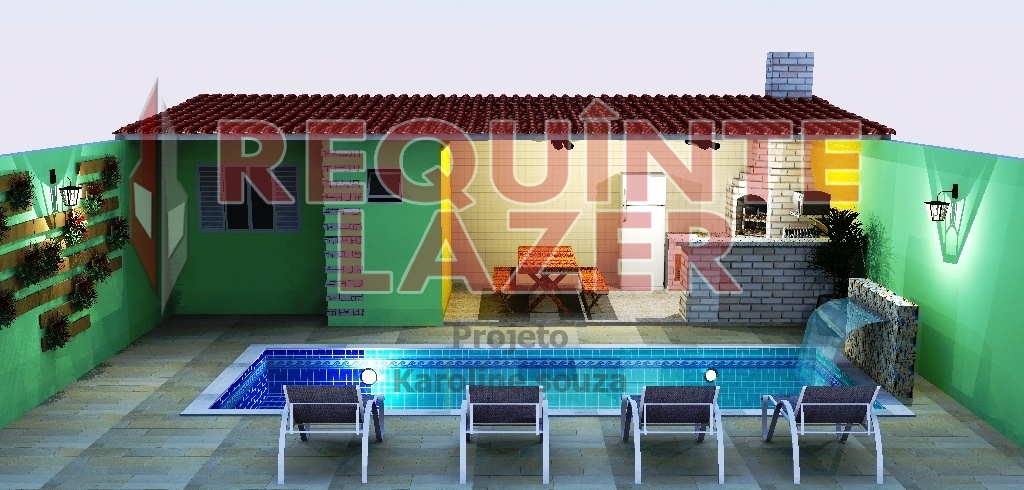 Piscina pequena com área gourmet
