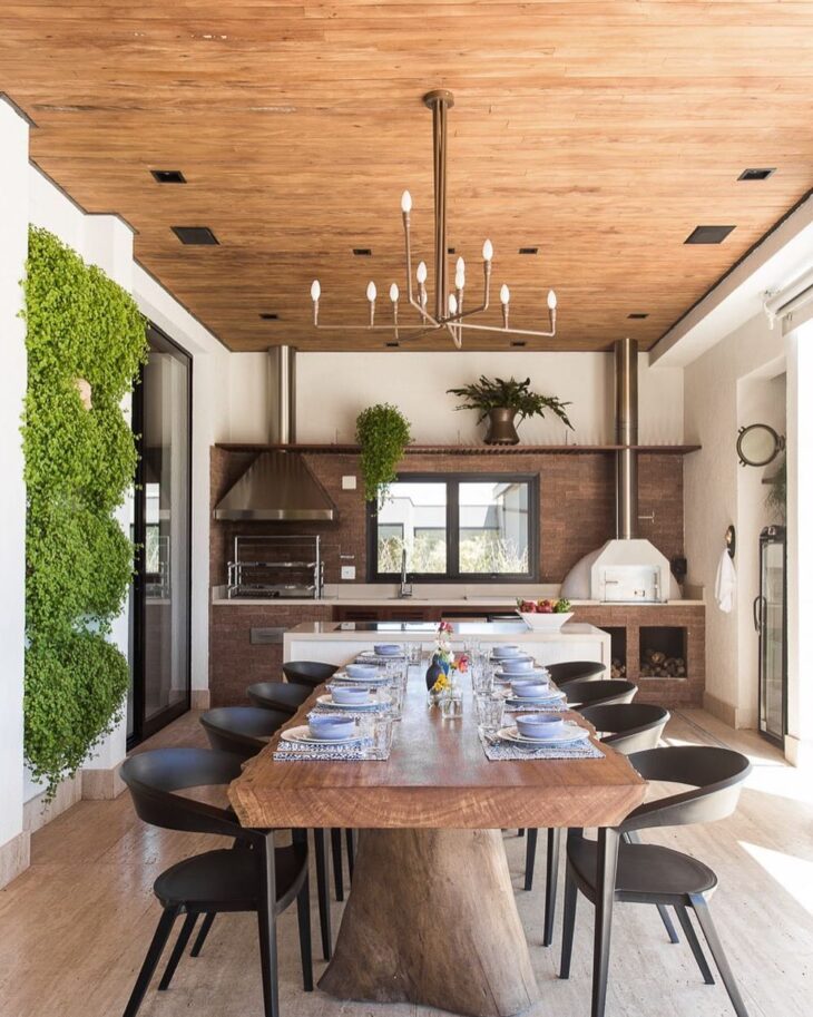 revestimento para área gourmet com fogão a lenha