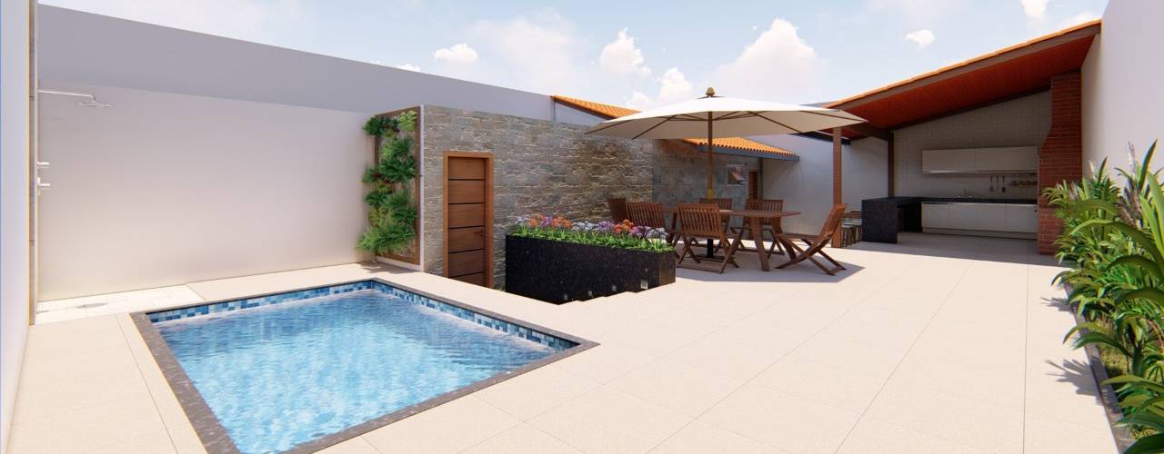 área gourmet com piscina simples