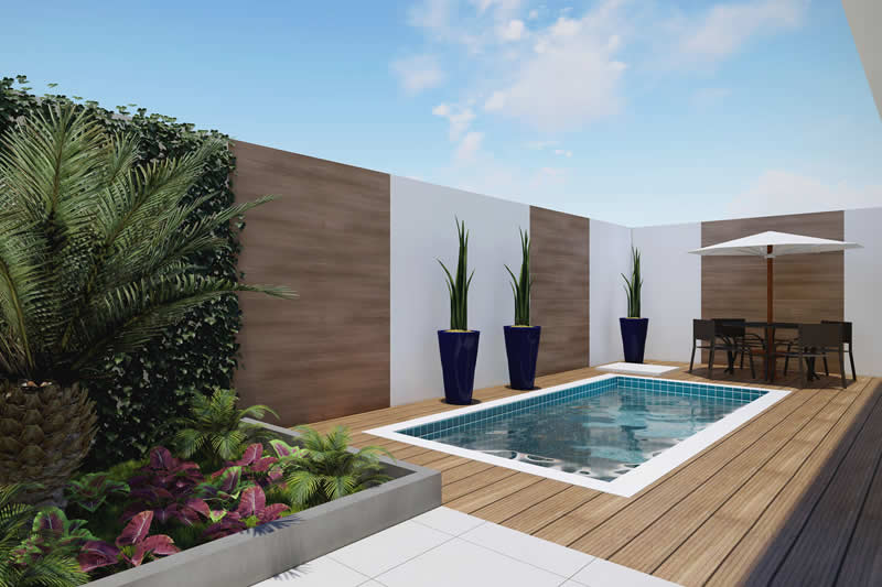 área gourmet com piscina simples