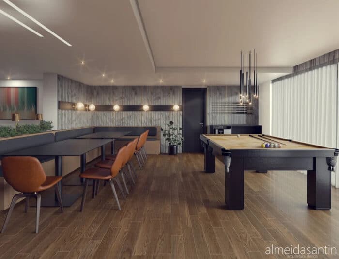 projeto área gourmet com salão de jogos