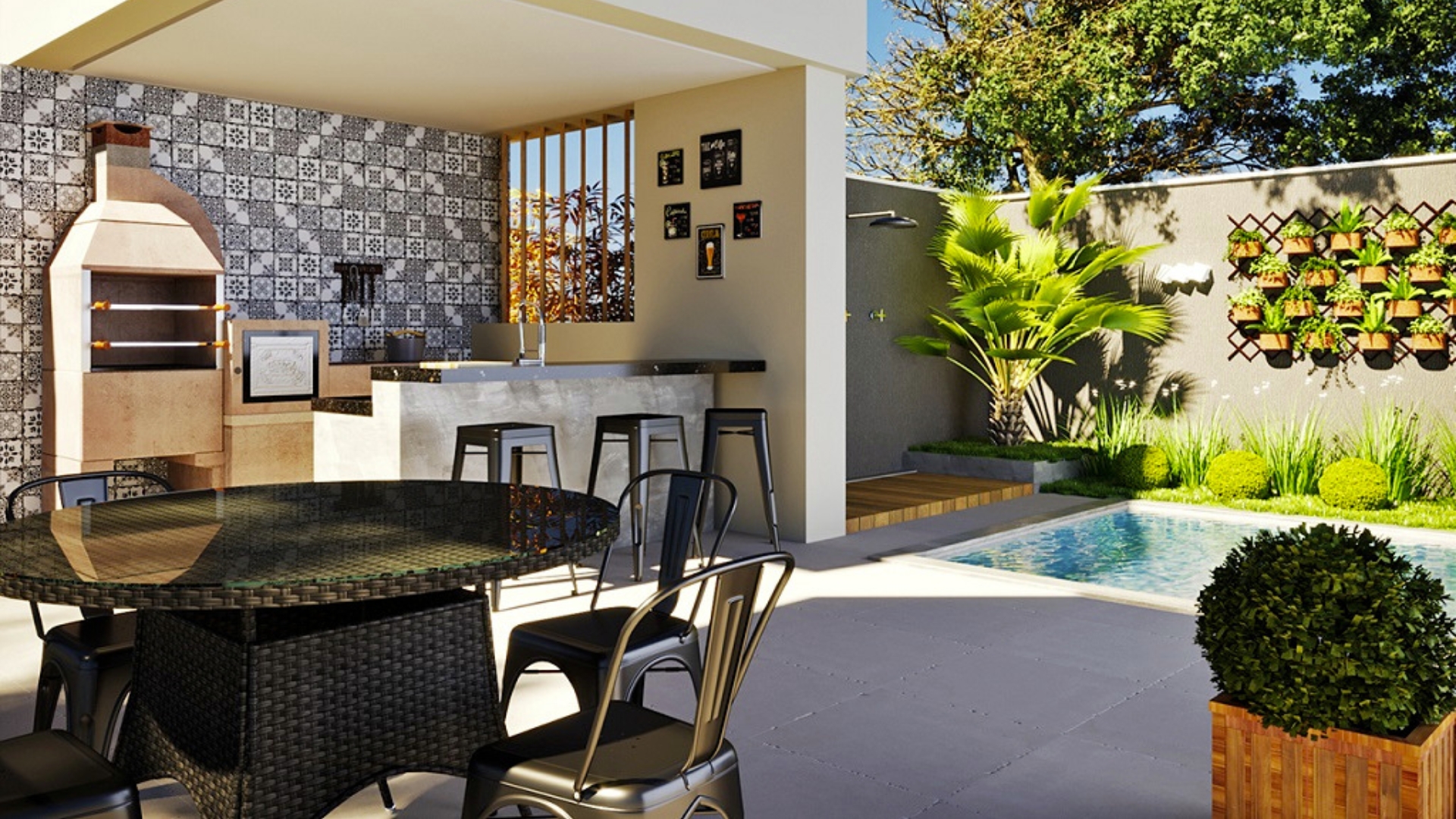 plantas de área gourmet externa