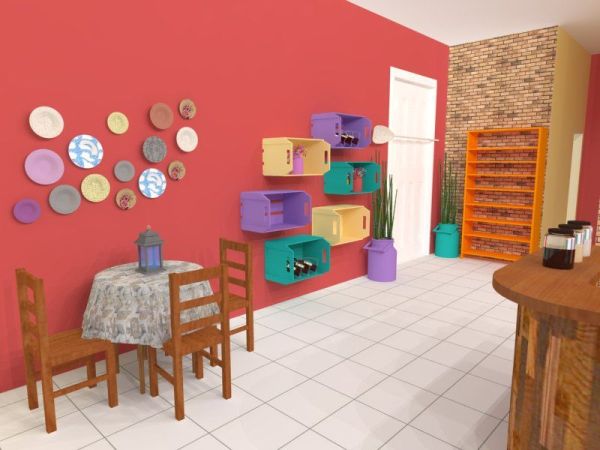 armário de cozinha colorido