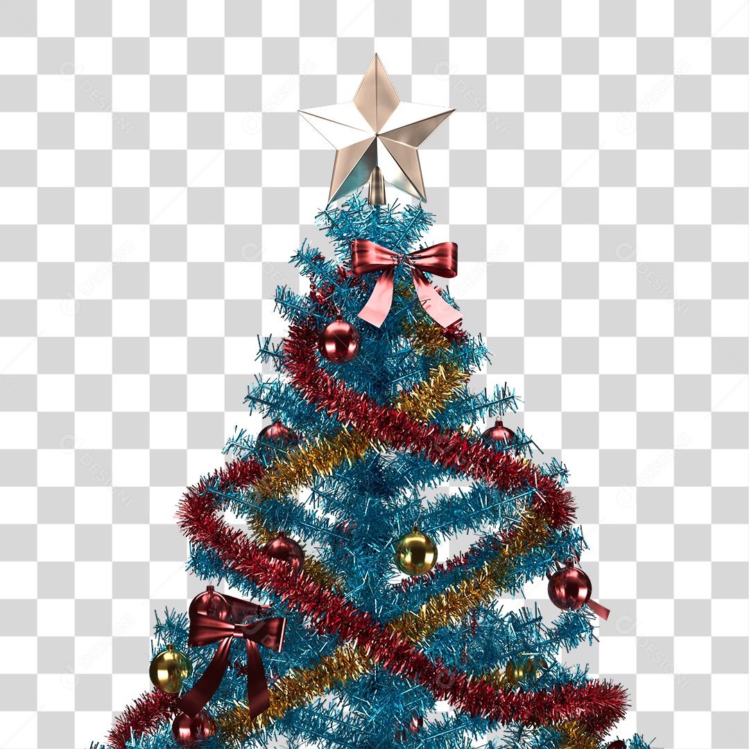 árvore de natal azul e dourada