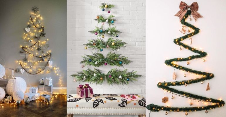 ideias de arvore de natal de parede criativas