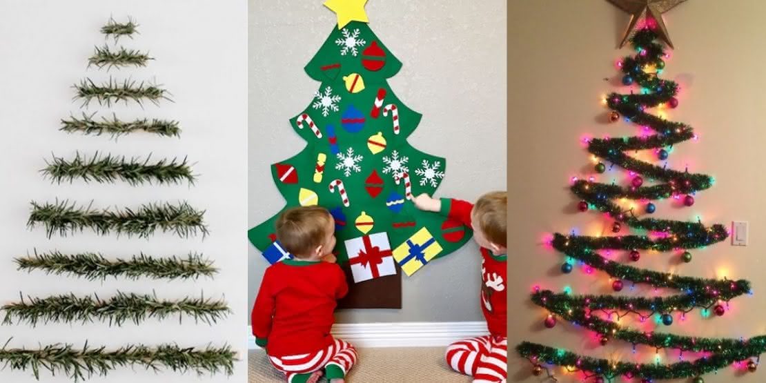 arvore de natal de parede vs arvore tradicional