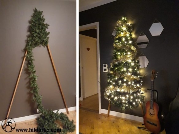 ideias de arvore de natal de parede criativas