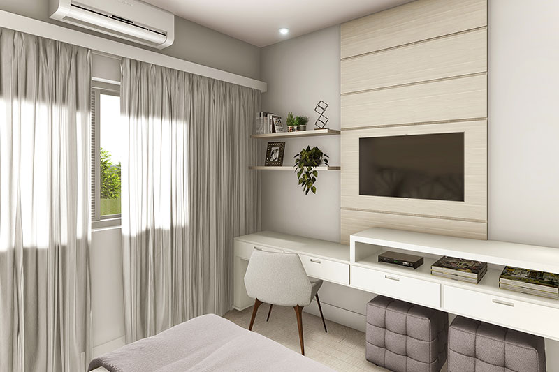 bancada para quarto com iluminação LED