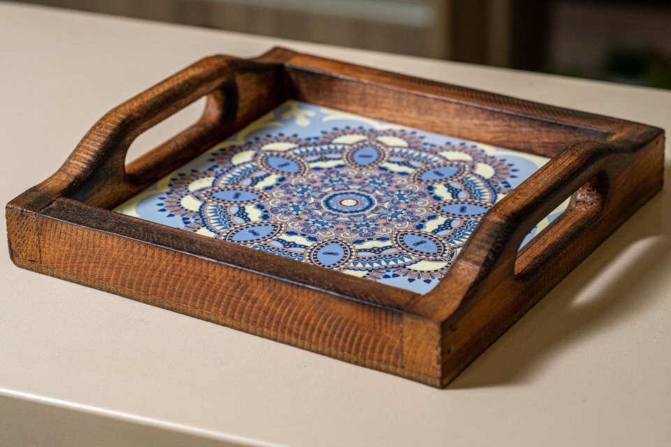 bandeja de madeira para decoração