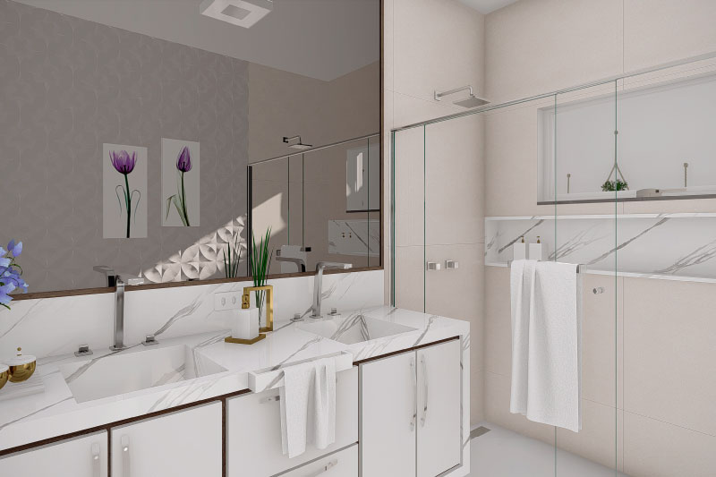 banheiro com duas cubas