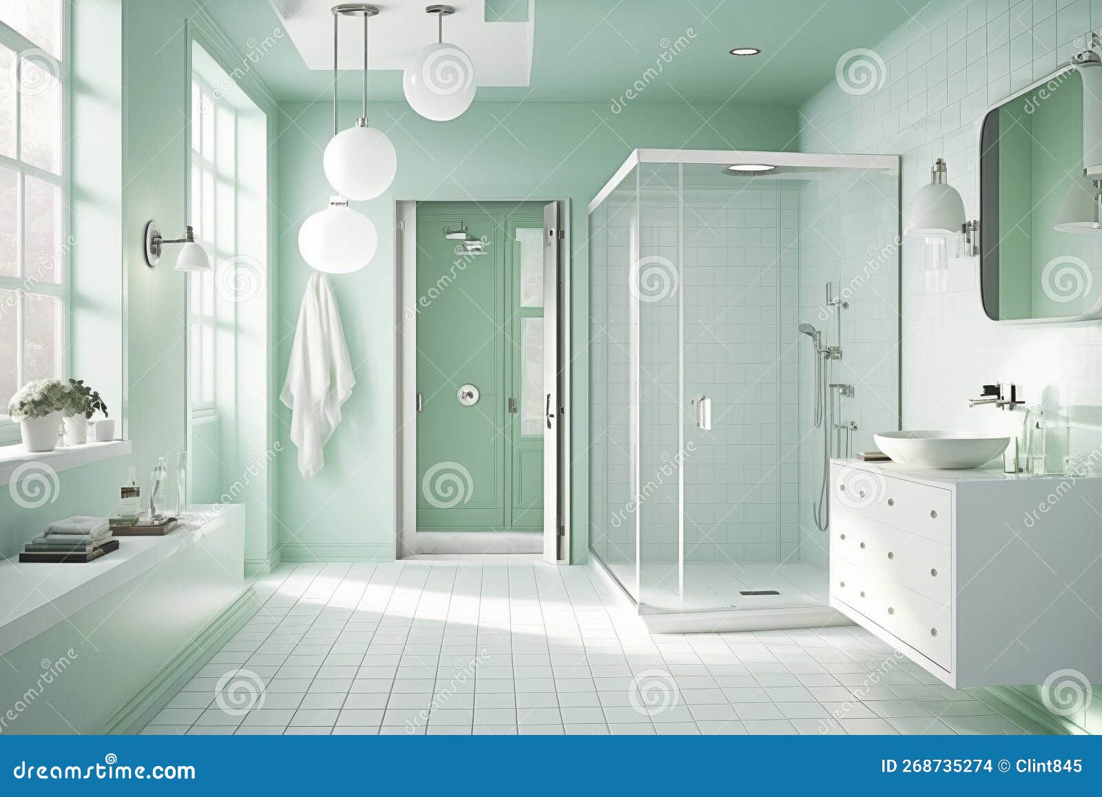 banheiro verde menta retrô