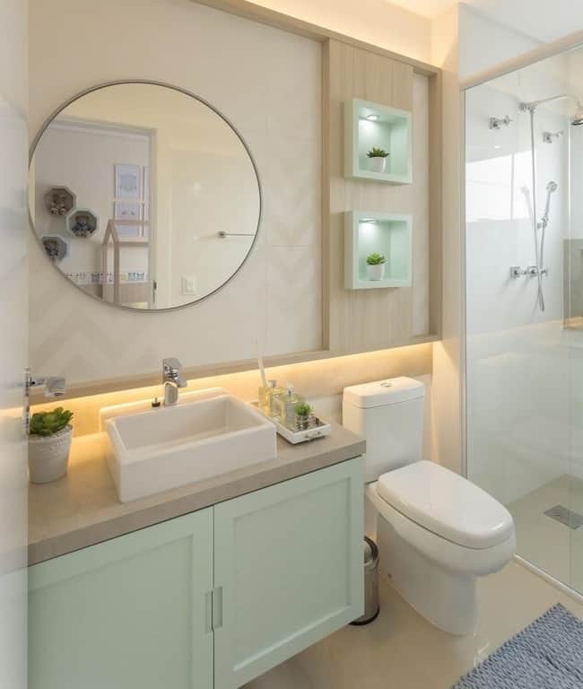 banheiro verde menta e preto