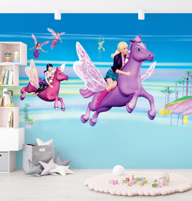 Papel de parede Barbie com avião