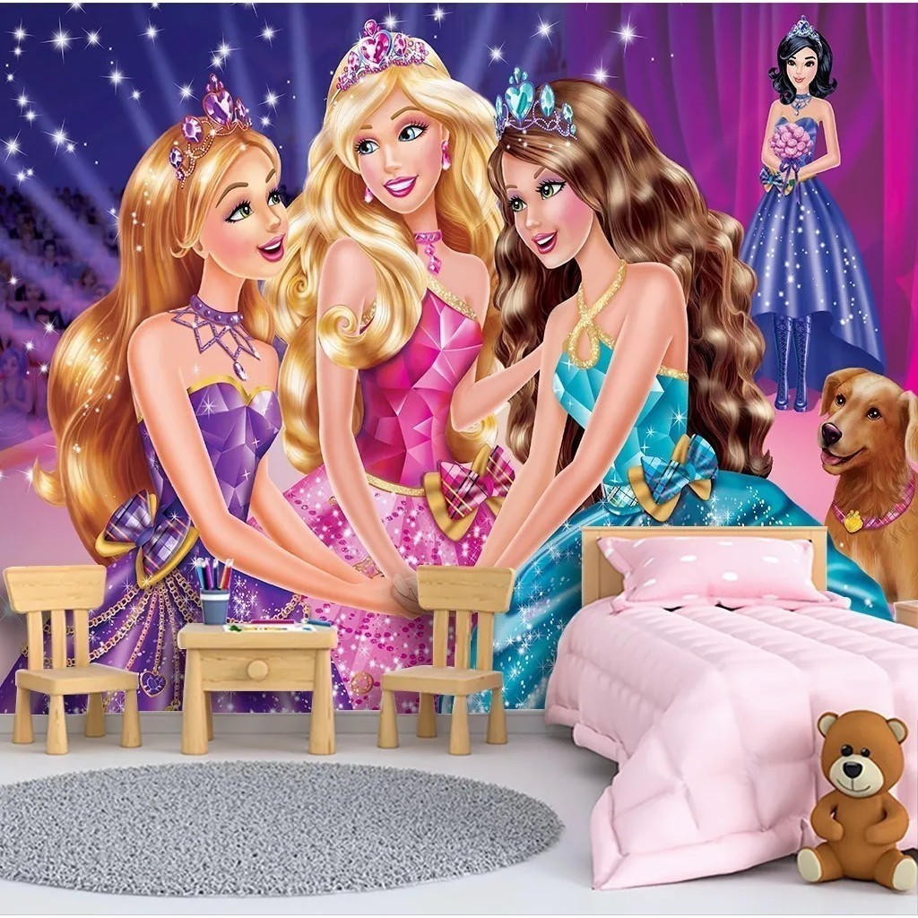 Papel de parede Barbie com avião