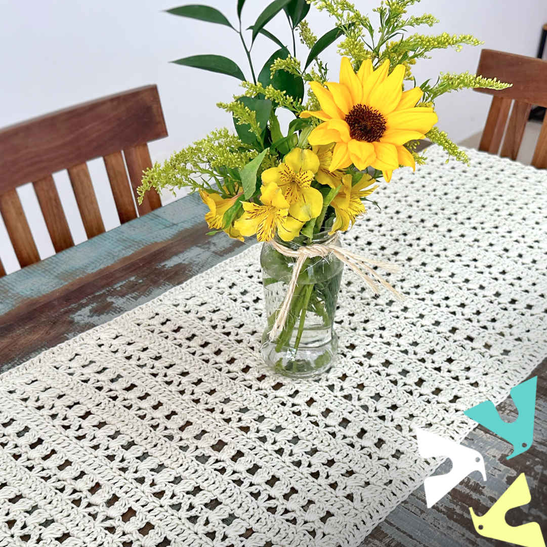 caminho de mesa de barbante