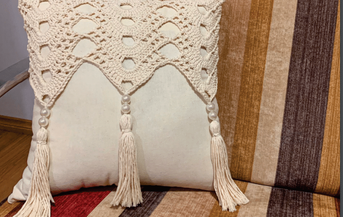 Capa de almofada de crochê 45x45