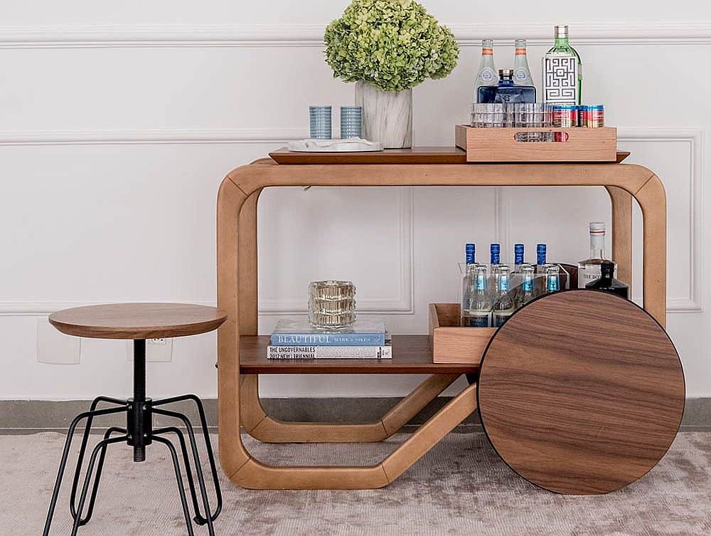 carrinho bar para apartamento pequeno com porta taças