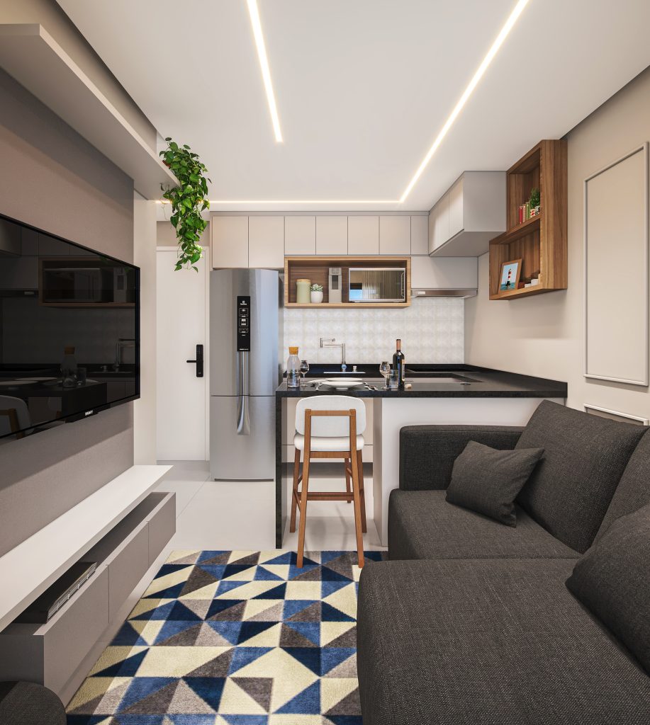 cozinha americana com sala