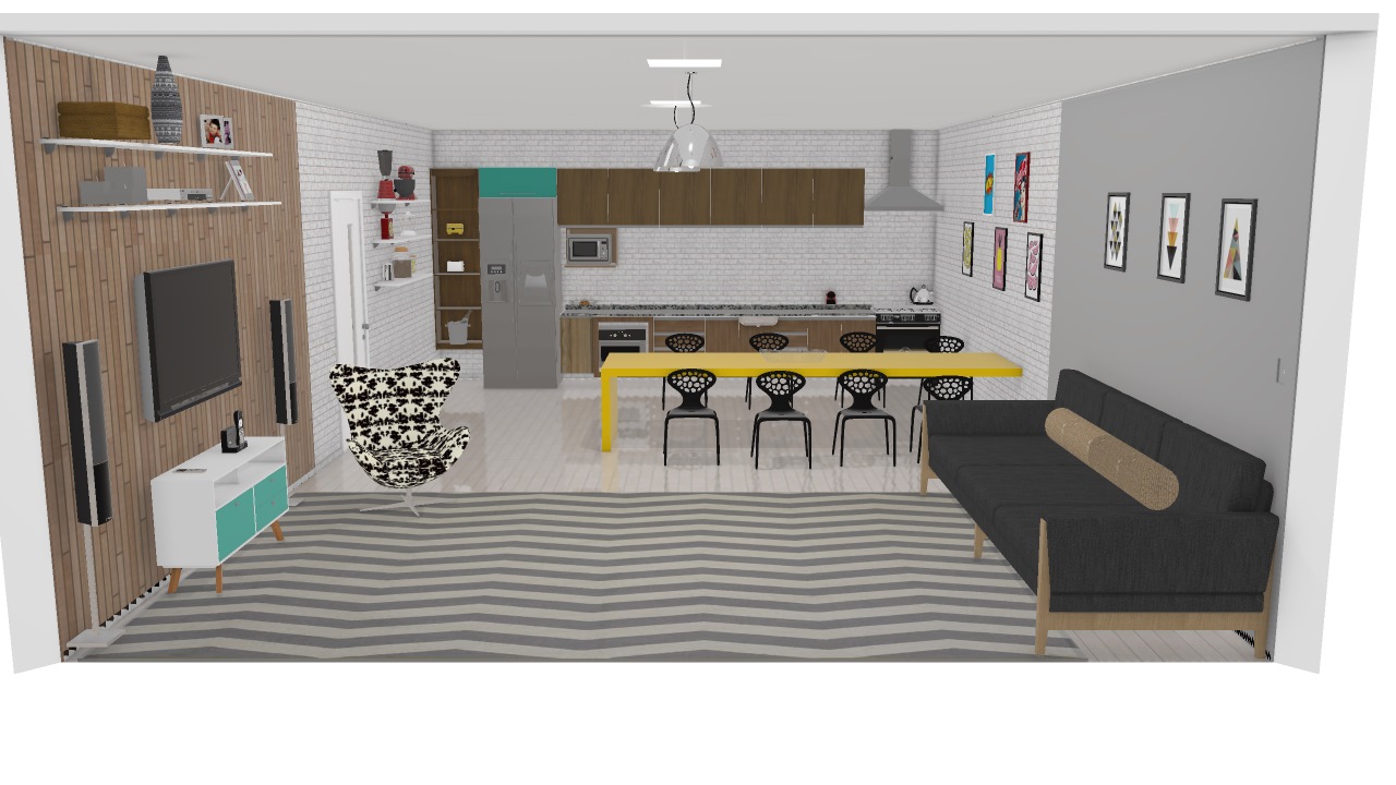 sala e cozinha integradas apartamento