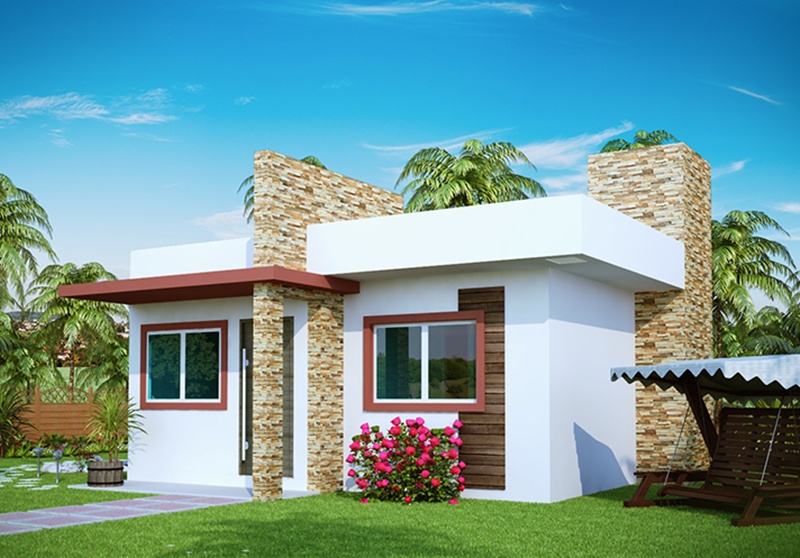 Fachada lateral com varanda