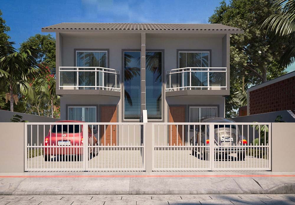 Casa com varanda lateral em L