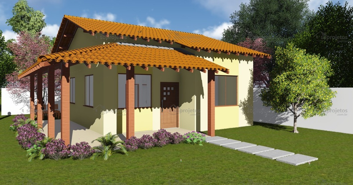 Casa com varanda lateral moderna