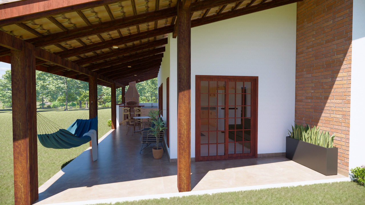 Decoração de casa com varanda lateral