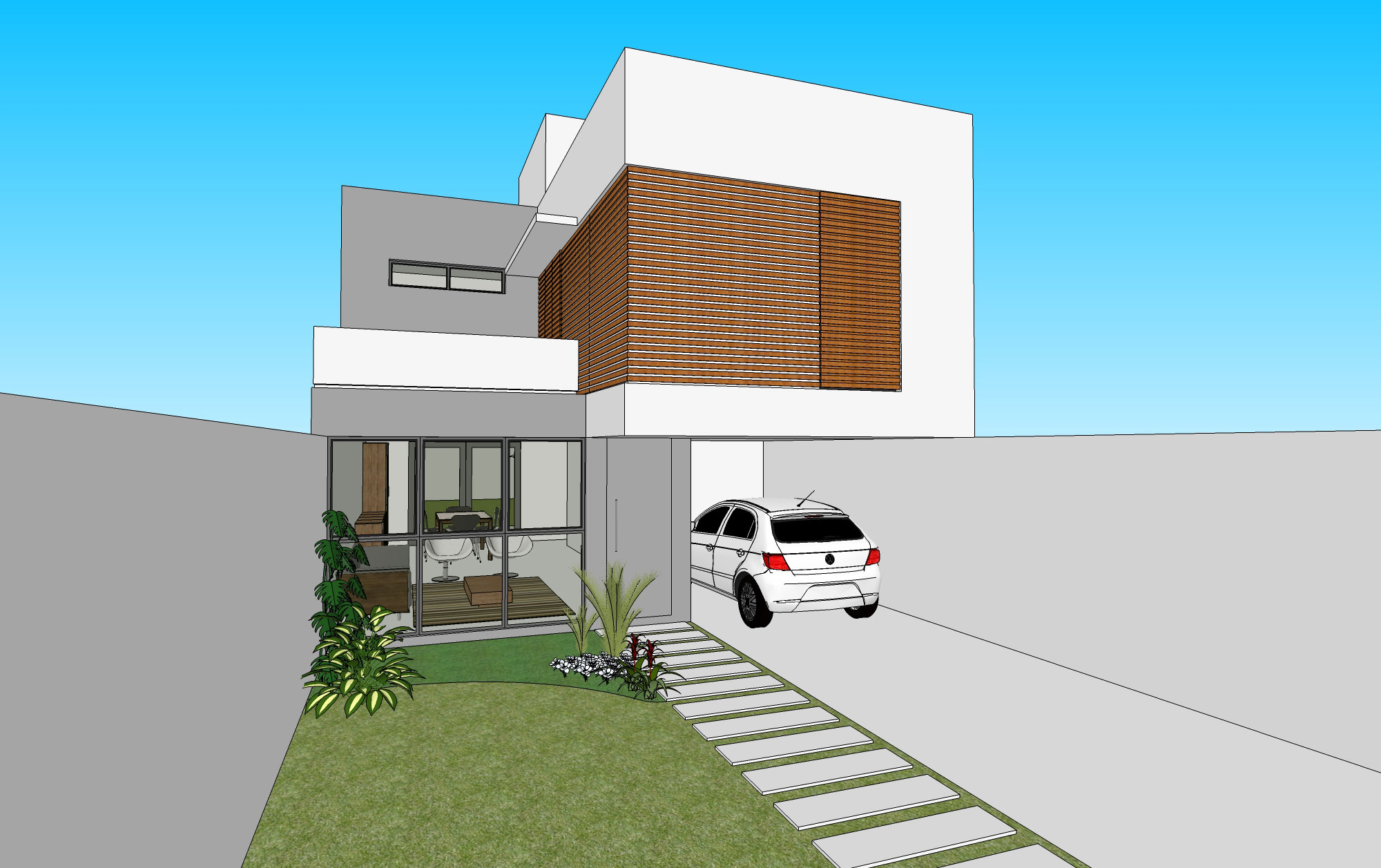 casa com poço de luz terreno estreito