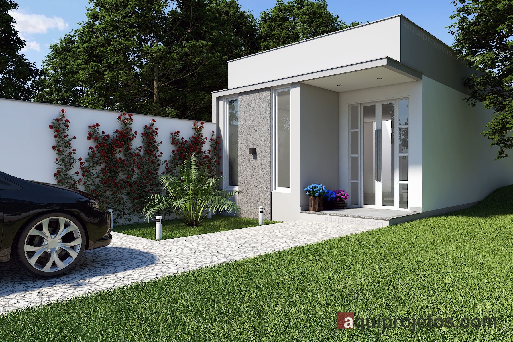 projeto casa em terreno estreito com 3 quartos