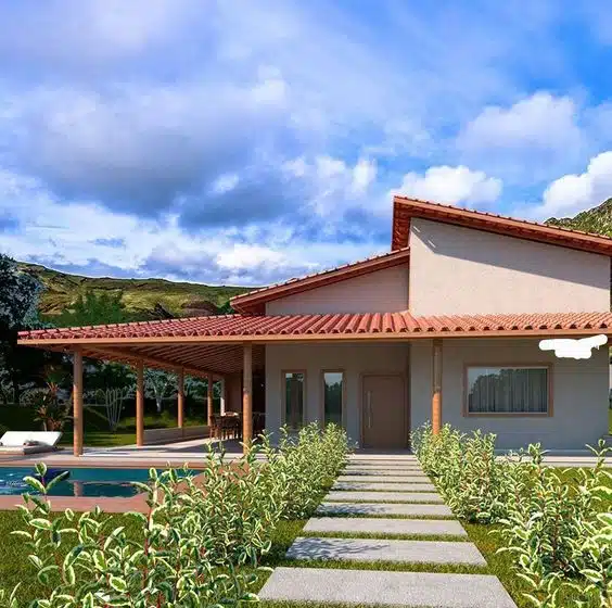 casas com alpendre na frente