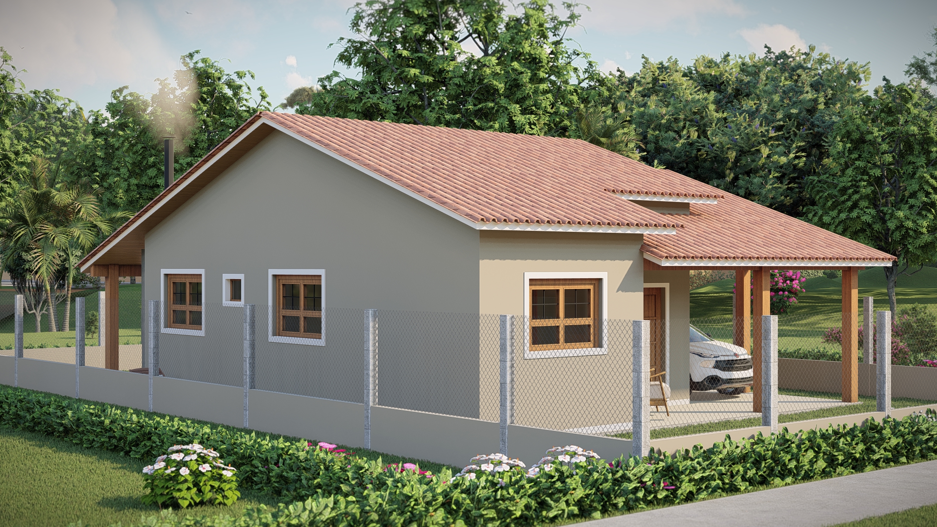 casas com alpendre na frente