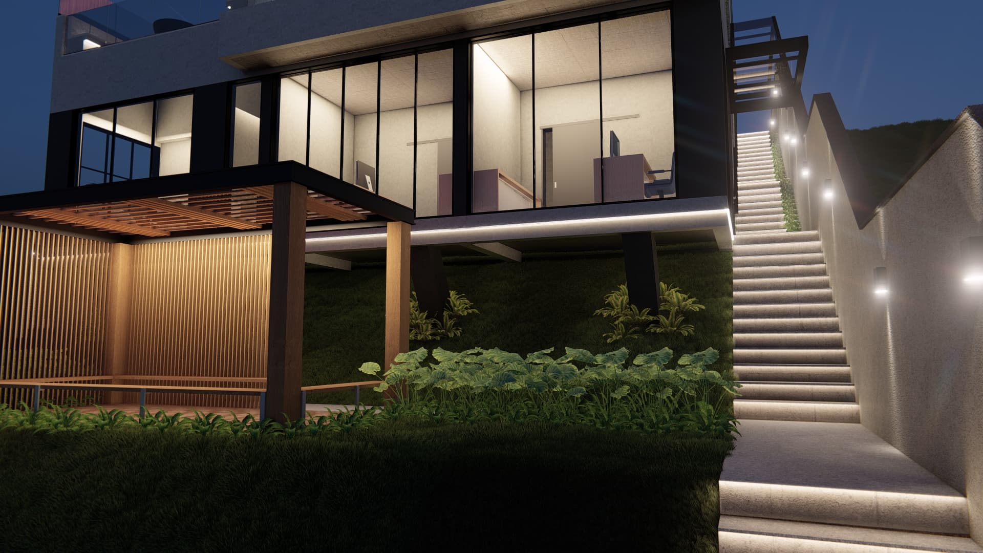 casas em declive com subsolo