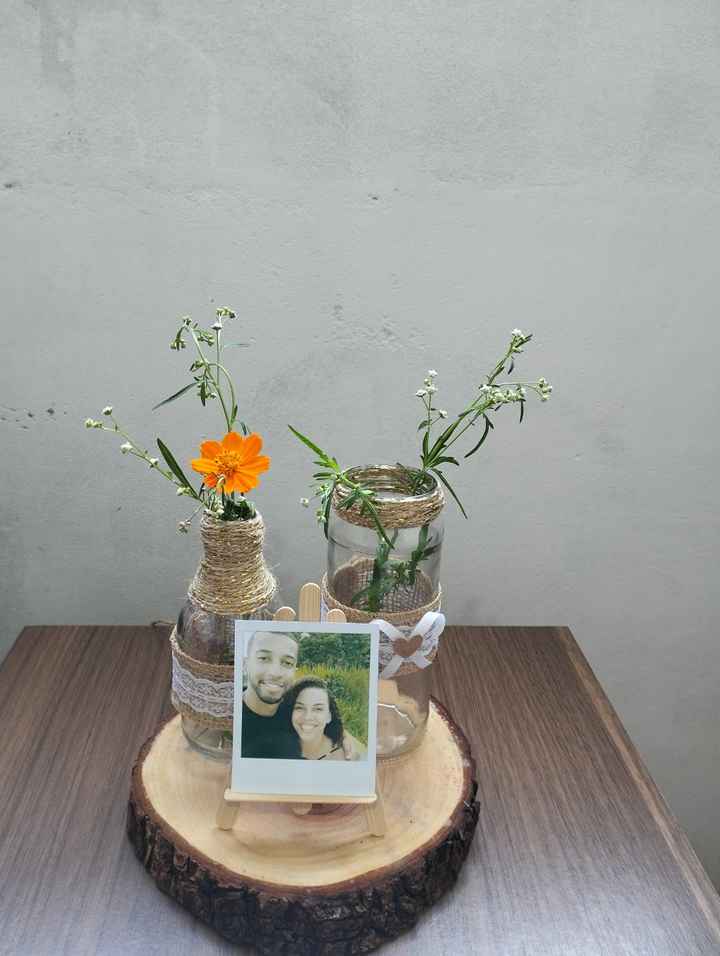 ideias centro de mesa casamento rústico simples DIY