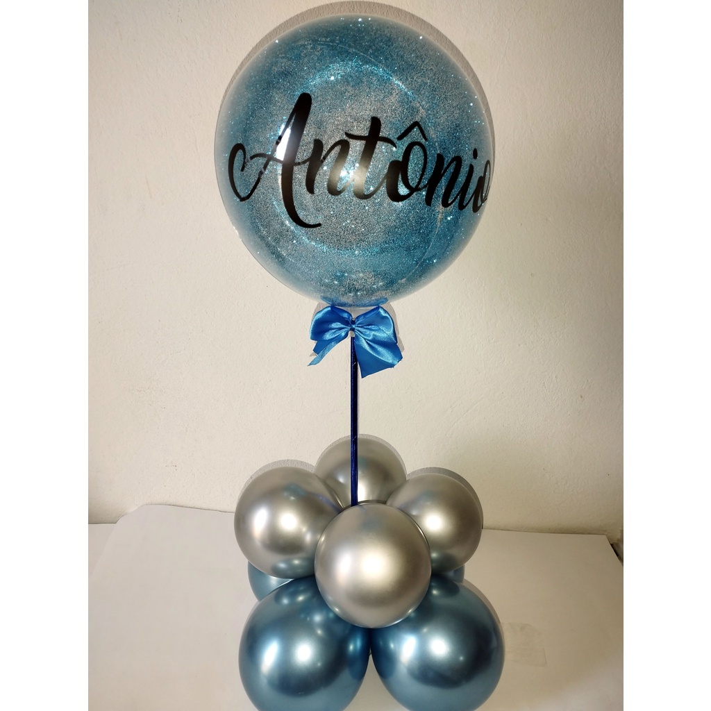 centro de mesa com balão para casamento