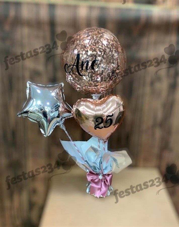 centro de mesa com balão bubble