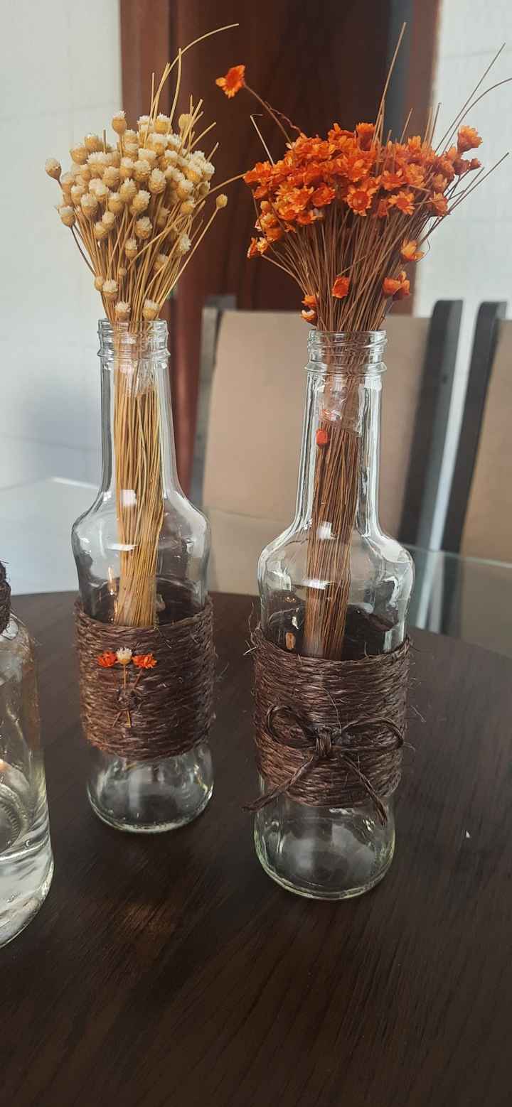 centro de mesa garrafa cerveja vs garrafa vinho