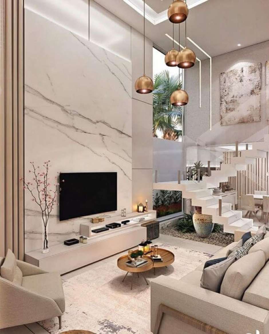 Ideias de decoração com cerâmica na sala de TV