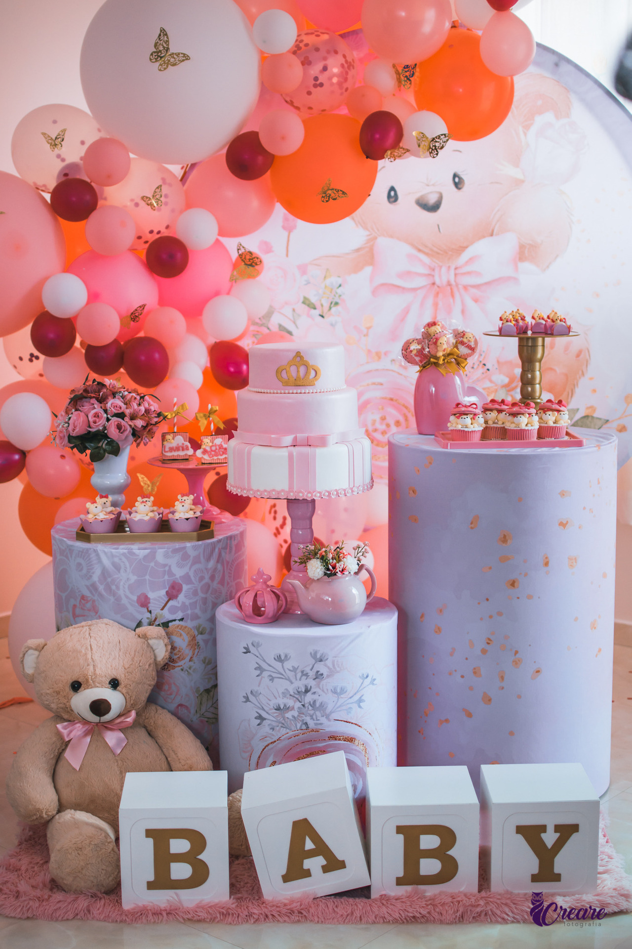 decoração chá de fralda menina tema jardim encantado