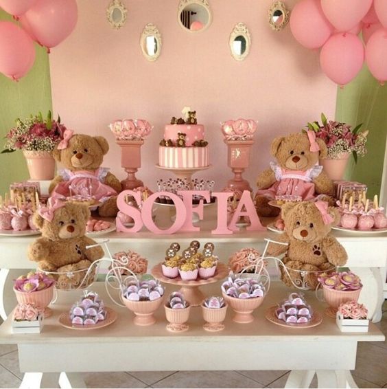 chá de fralda decoração menina