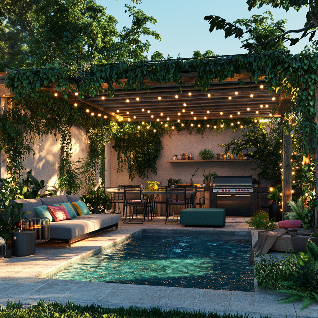 Churrasqueira integrada à piscina