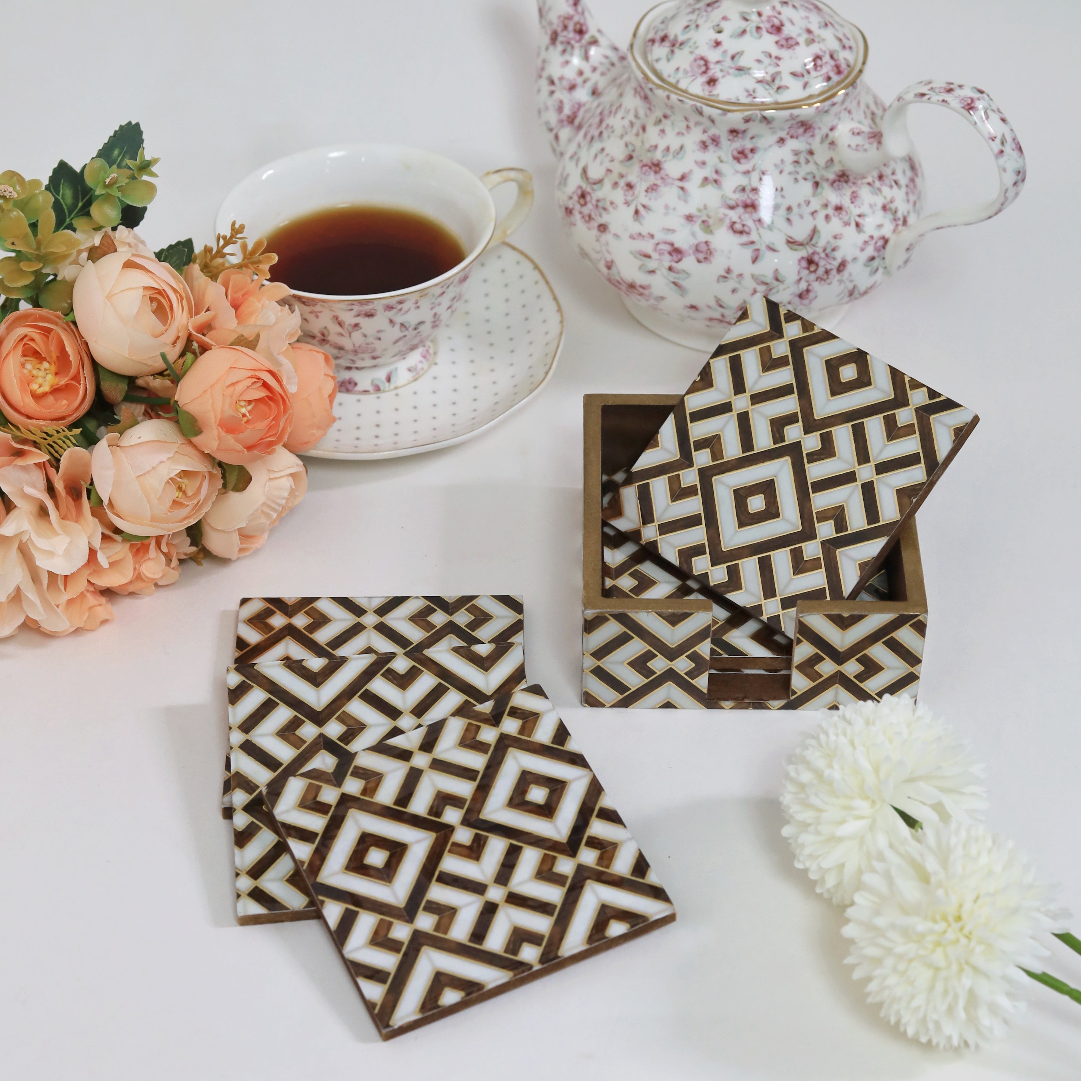 coaster set with holder
